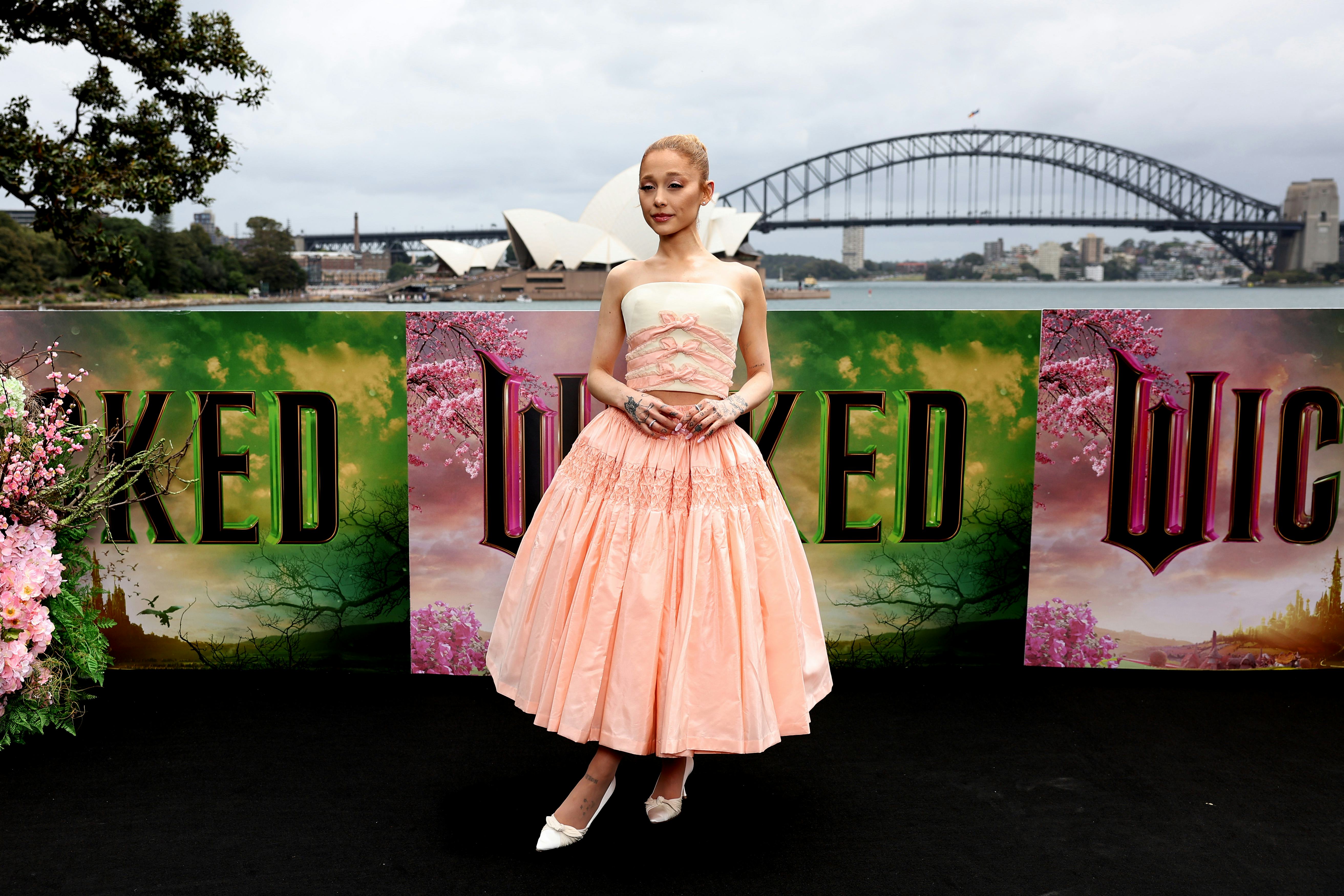 Ariana Grande  poses for a photocall at Mrs Macquarie&rsquo;s Chair for the Australian premiere of &ldquo;Wicked&hellip;
