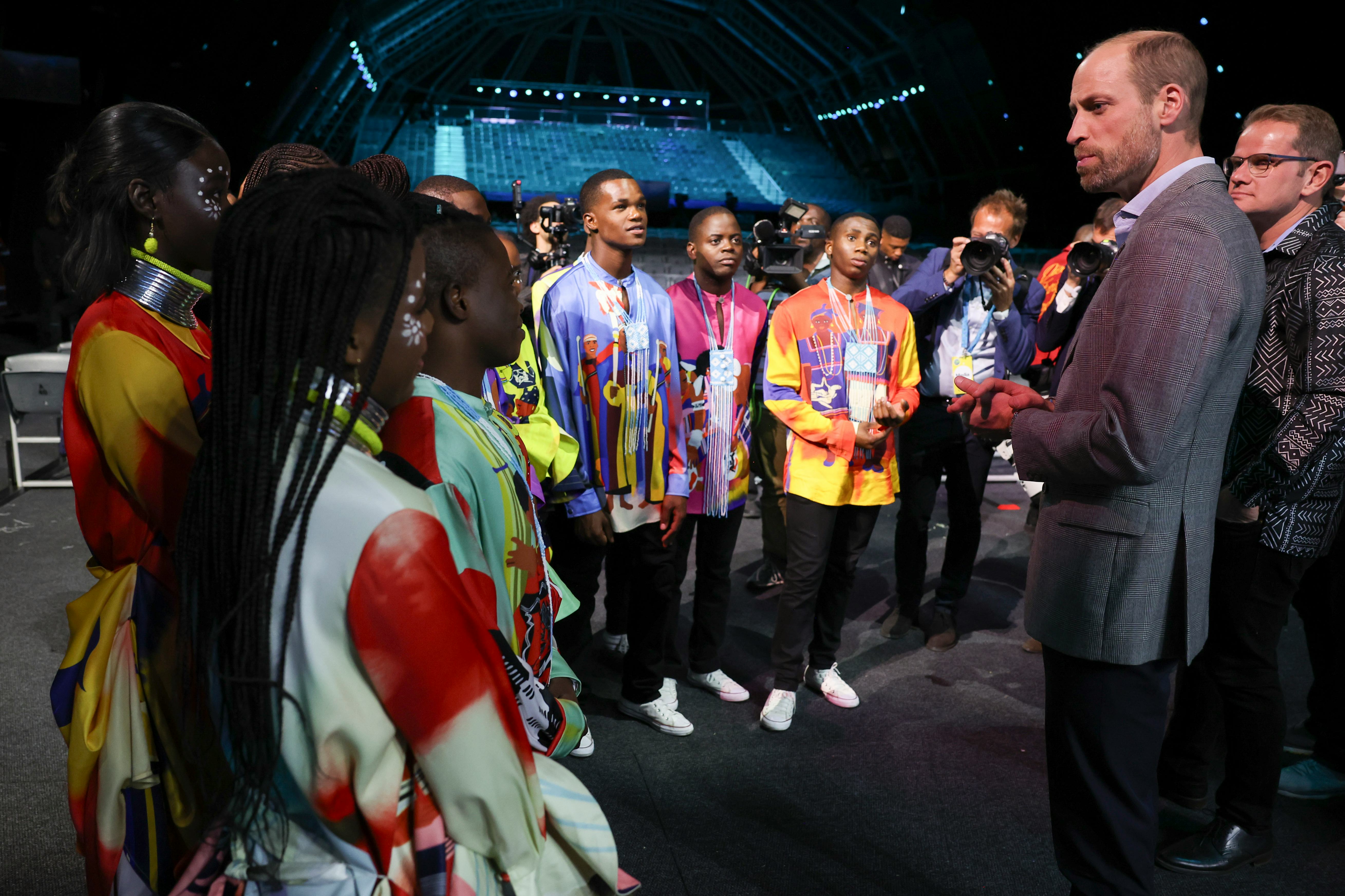 Britain&rsquo;s Prince William, Prince of Wales meets performers during the 2024 Earthshot Prize awards ce&hellip;