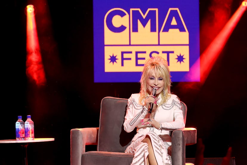 Dolly Parton speaks onstage during Kicking Off CMA Fest