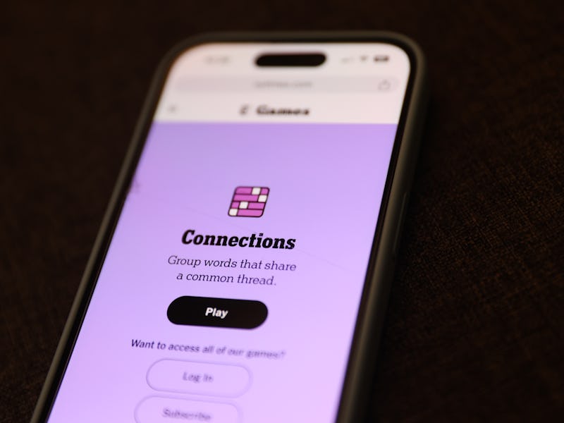 Connections game website displayed on a phone screen is seen in this illustration photo taken in Pol...