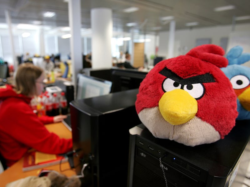 In this picture taken on March 25, 2011 one of the company's "Angry Bird" characters is displayed a...
