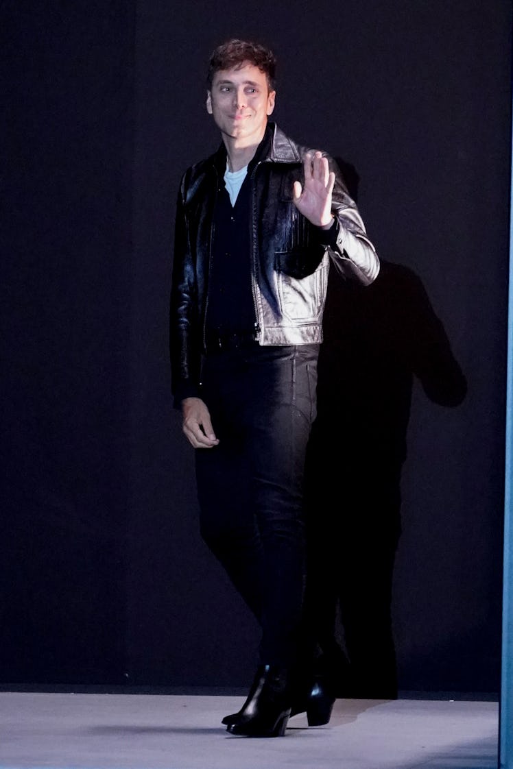 PARIS, FRANCE - JUNE 23: Hedi Slimane acknowledges the applause of the public after the Celine Mensw...