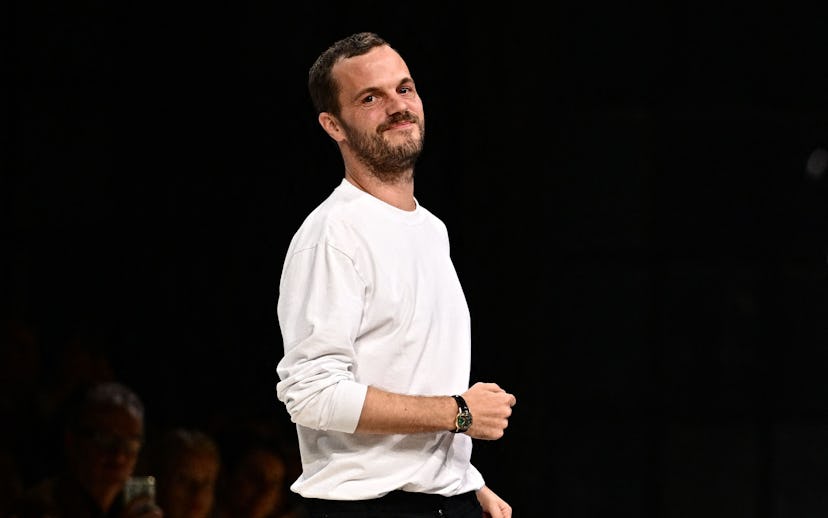 Designer Matthieu Blazy walks the runway of the Bottega Veneta show during the Milan Fashion Week Wo...