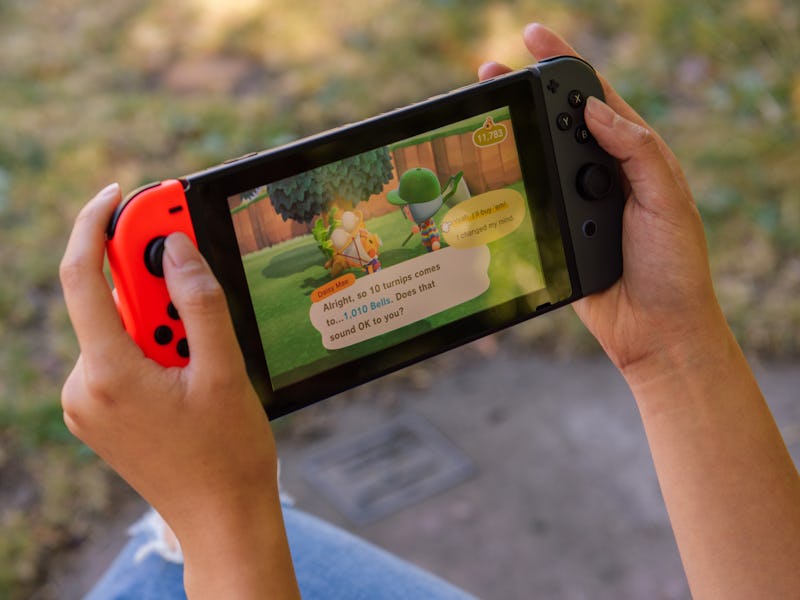 Animal Crossing: New Horizons on a Nintendo Switch game console in Seattle, Washington, U.S,, on Wed...