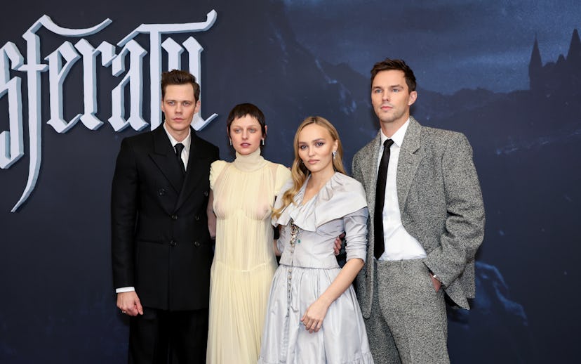 LONDON, ENGLAND - DECEMBER 04: (EDITOR'S NOTE: Image contains nudity) (L-R) Bill Skarsgård, Emma Cor...