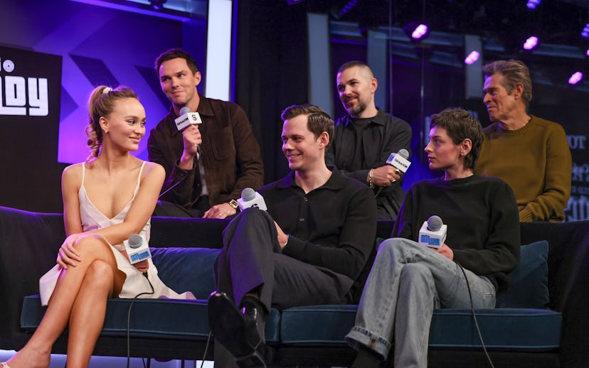 LOS ANGELES, CALIFORNIA - DECEMBER 11: (L-R) Lily-Rose Depp, Nicholas Hoult, Bill Skarsgård, Robert ...