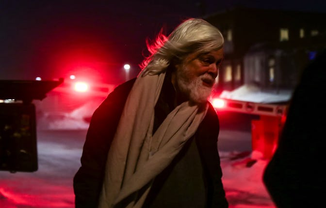 Anti-whaling activist Paul Watson walks after being released from prison in Nuuk, Greenland, on Dece...