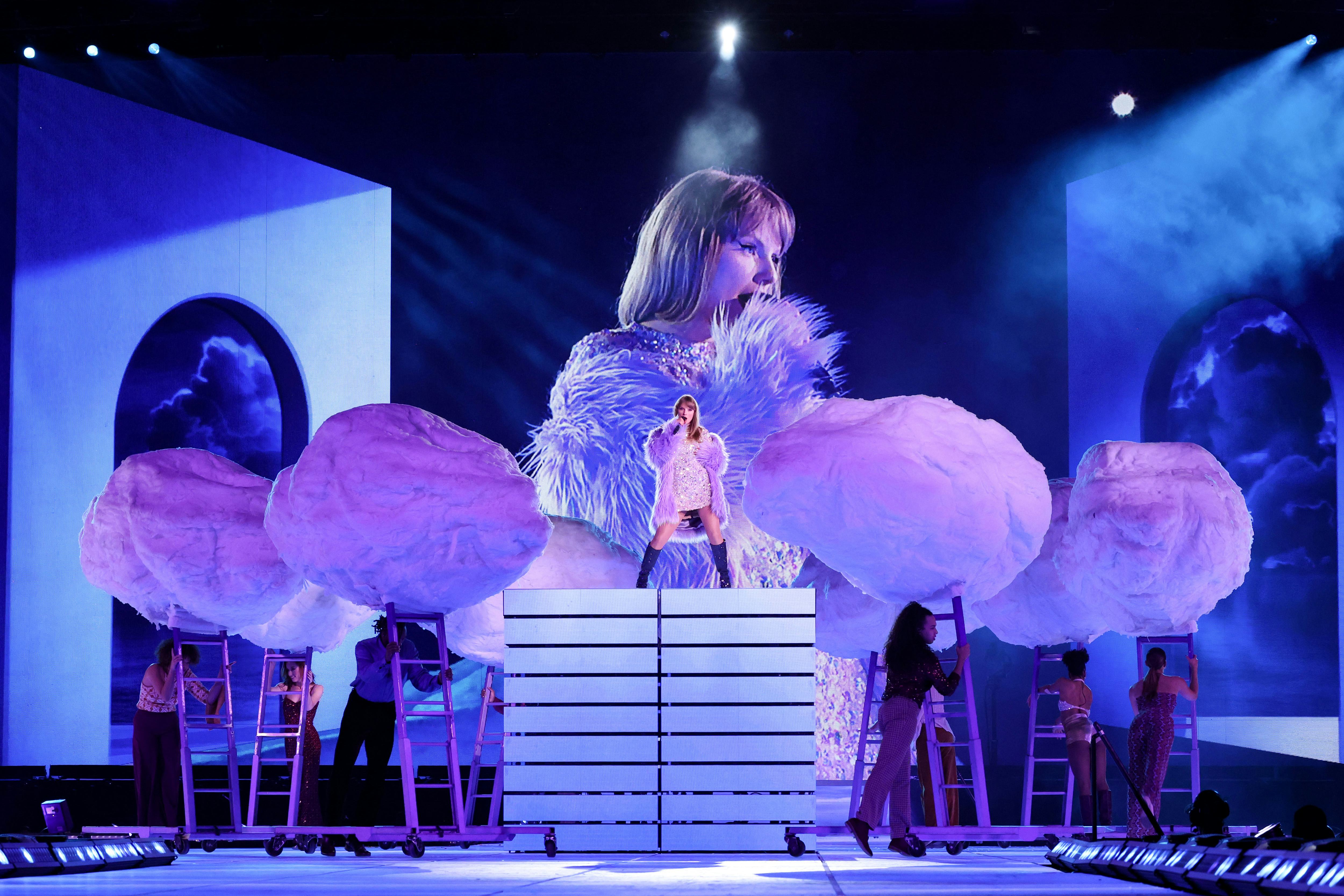 Taylor Swift performs onstage during The Eras Tour on November 01, 2024