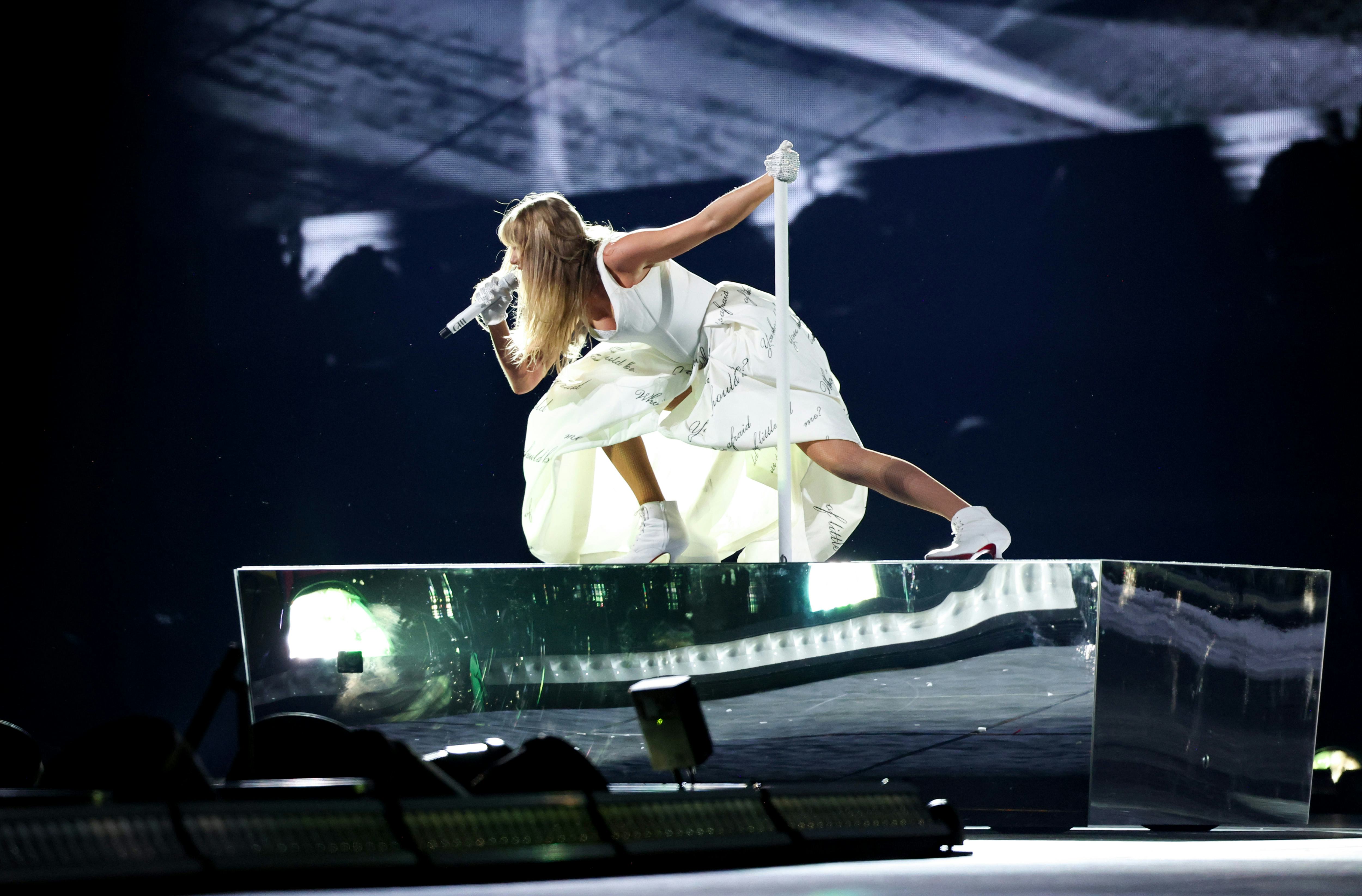 Taylor Swift performs onstage during The Eras Tour on November 01, 2024 in Indianapolis, Indiana.