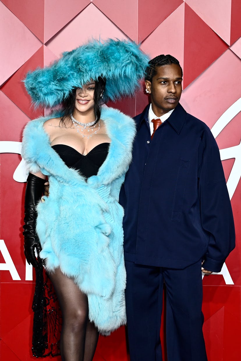 LONDON, ENGLAND - DECEMBER 02: Rihanna and A$AP Rocky attend The Fashion Awards 2024 presented by P...