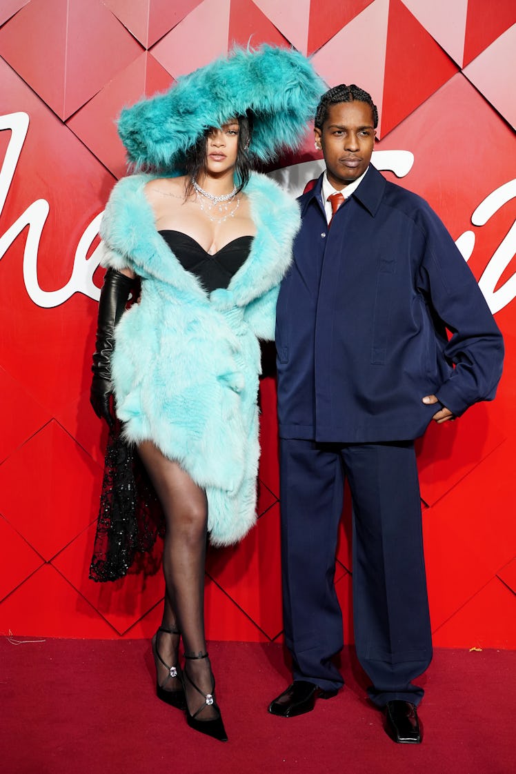 Rihanna (left) and ASAP Rocky attend the Fashion Awards, presented by the British Fashion Council, a...