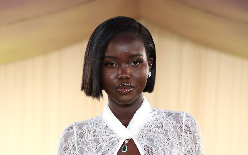 NEW YORK, NEW YORK - MAY 06: Adut Akech attends The 2024 Met Gala Celebrating "Sleeping Beauties: Re...