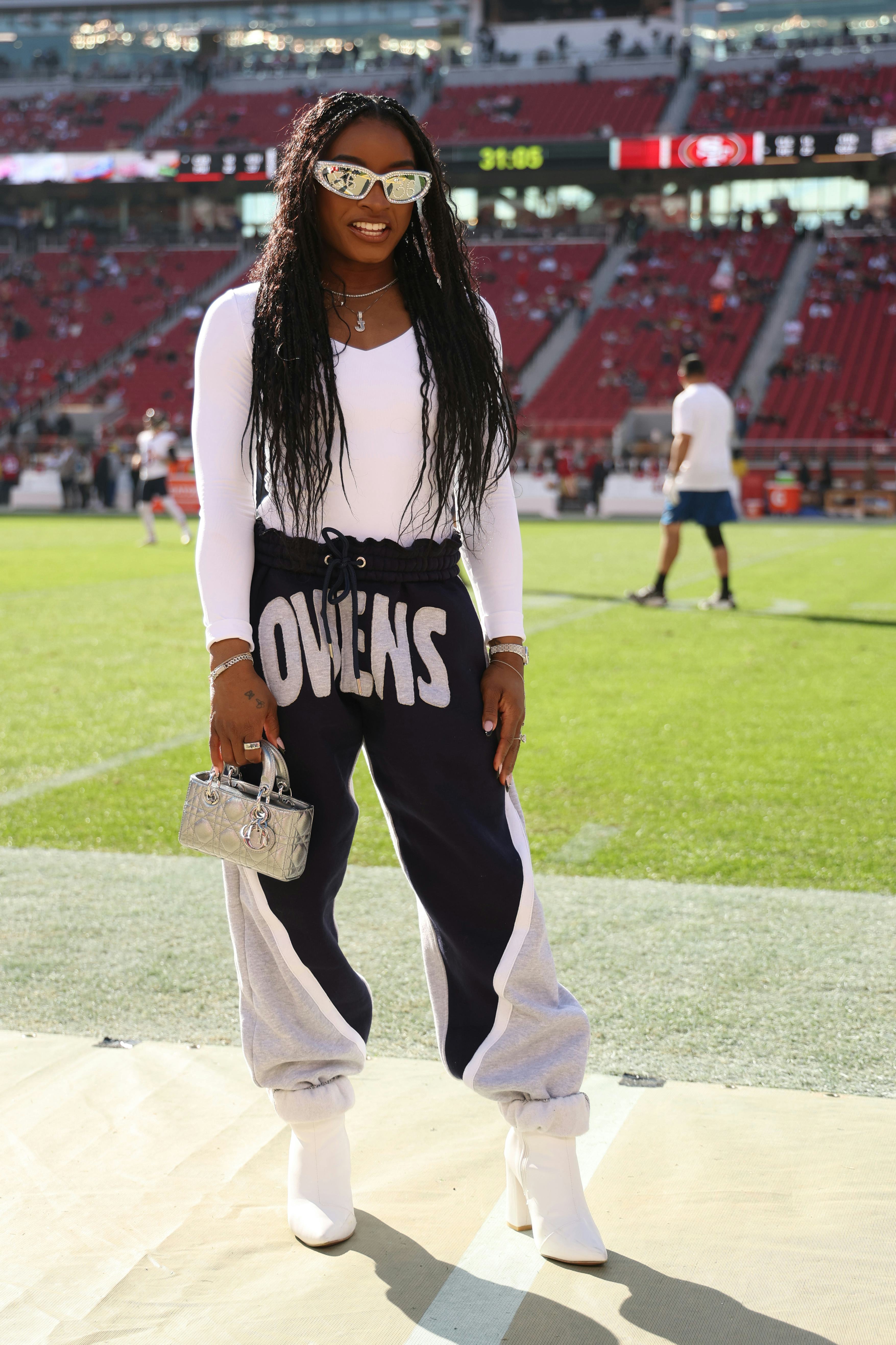 Simone Biles at the Chicago Bears vs San Francisco 49ers game on Dec. 8, 2024.