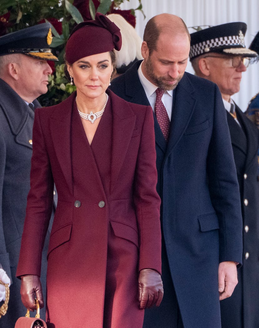 Prince William, Prince of Wales and Catherine, Princess of Wales during the Ceremonial Welcome on Ho...
