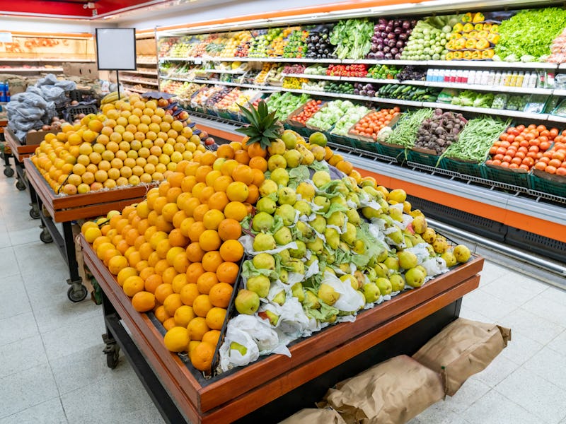 Produce aisle at the supermarket - No people