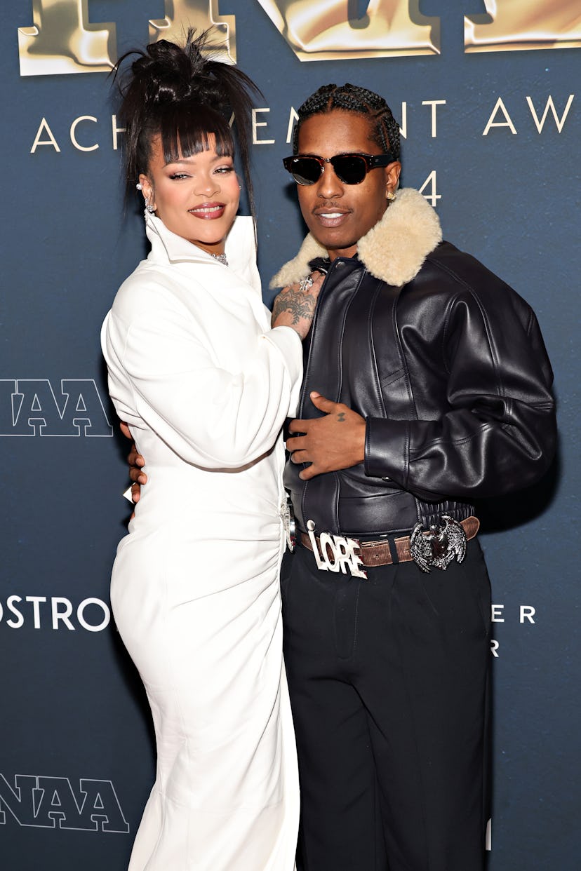 Rihanna and A$AP Rocky attend the 38th Annual Footwear News Achievement Awards at Cipriani South Str...