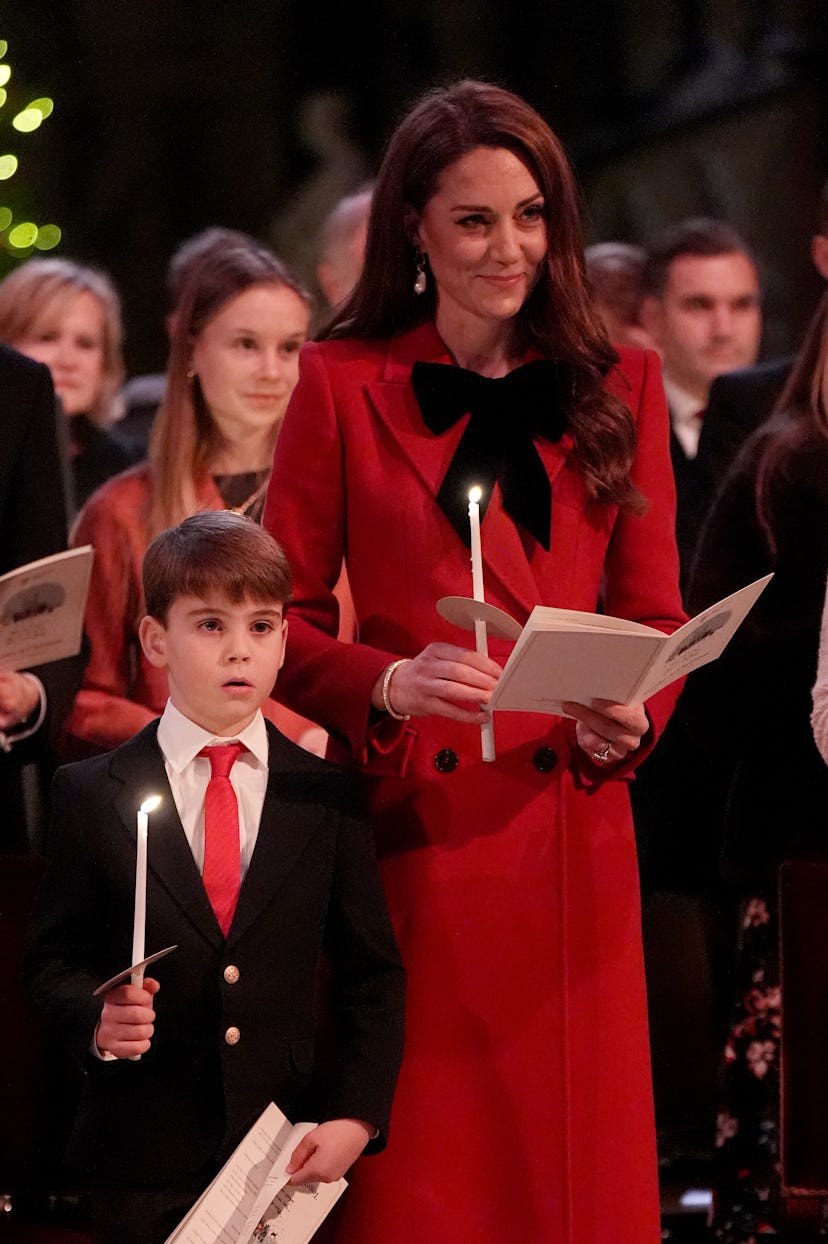Prince Louis and Catherine, Princess of Wales during the 'Together At Christmas' Carol Service at We...