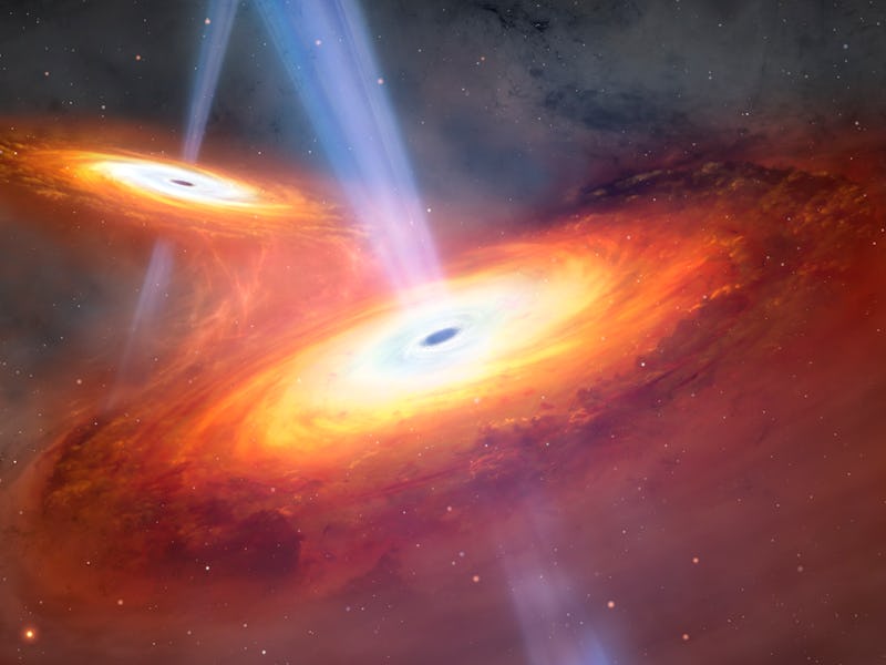 From a NOIRLab press release, for which this image was commissioned. The scene depicts quasars that ...