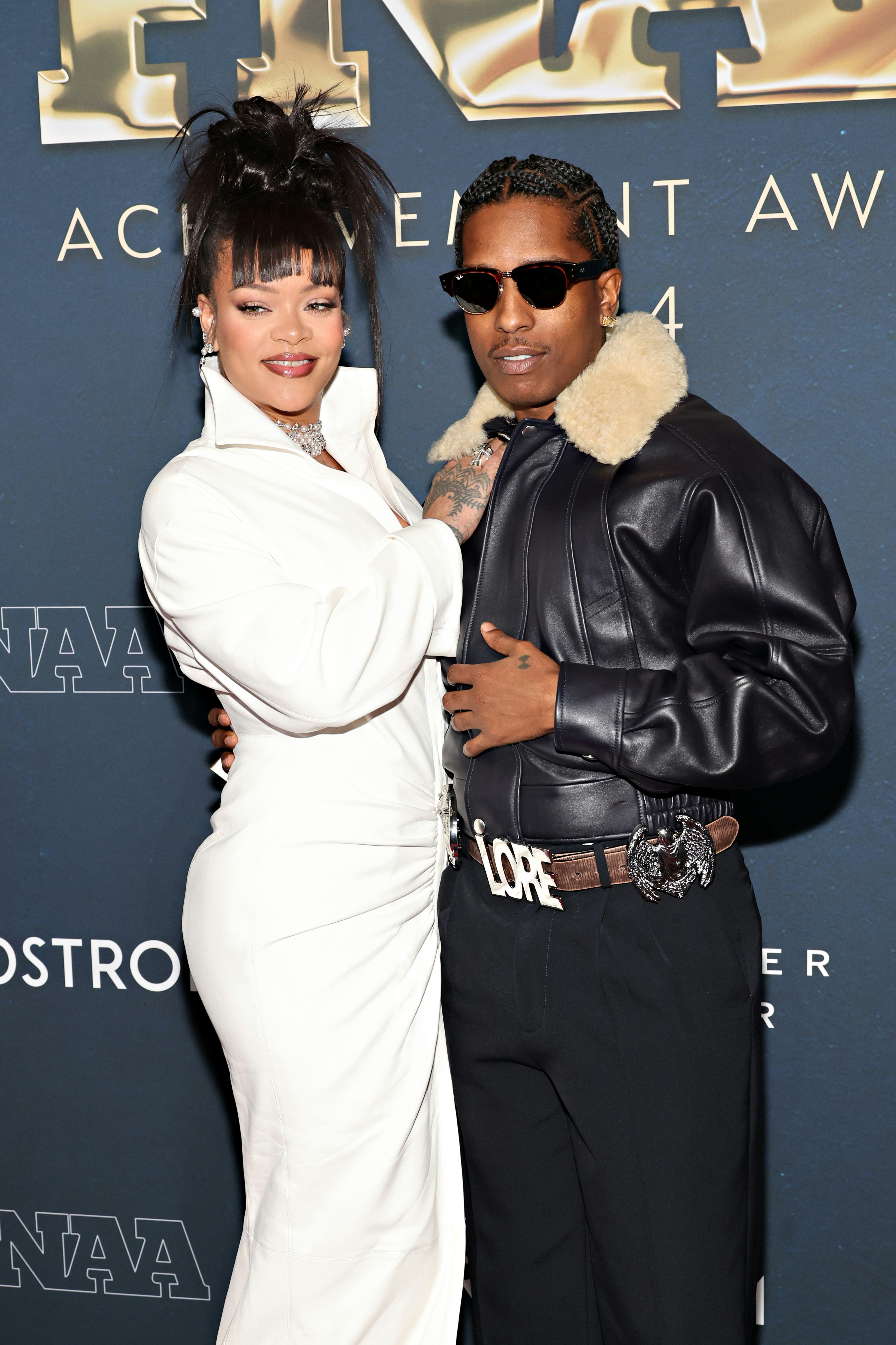 Rihanna wore a plunging Alaïa dress to the Footwear News Achievement Awards.