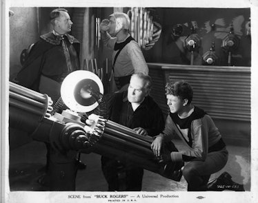 Four unknown actors in a space setting in a scene from the film 'Buck Rogers', 1939. (Photo by Unive...