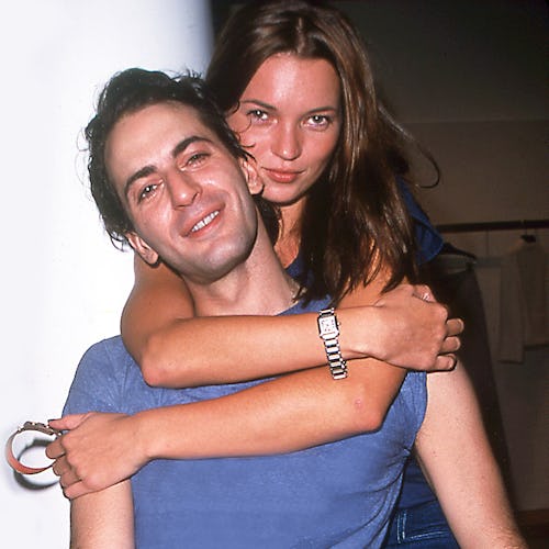 Model Kate Moss and designer Marc Jacobs at the Louis Vuitton Soho store opening, New York, New York...