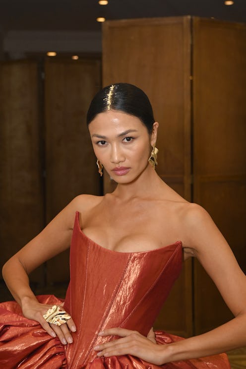 Christian Siriano model gold hair part NYFW FW 2024
