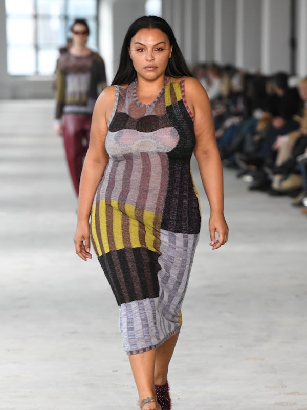  A model walks the runway at the Eckhaus Latta show during New York Fashion Week on February 10, 202...