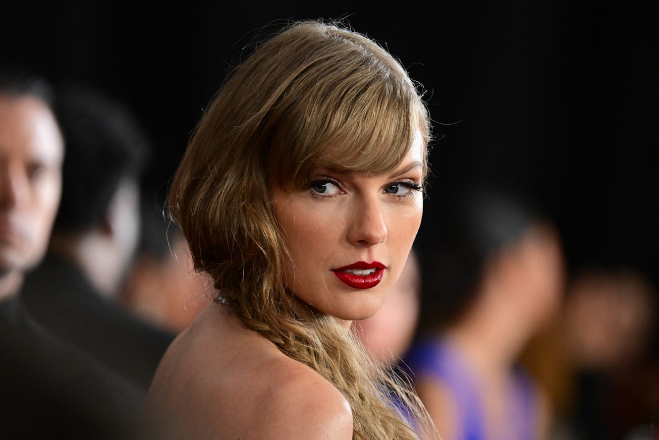 US singer-songwriter Taylor Swift arrives for the 66th Annual Grammy Awards at the Crypto.com Arena ...