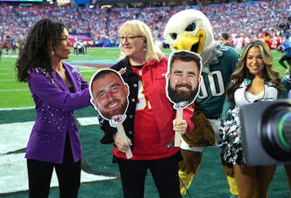 GLENDALE, ARIZONA - FEBRUARY 12:  Donna Kelce, mother of Jason Kelce and Travis Kelce attends Super ...