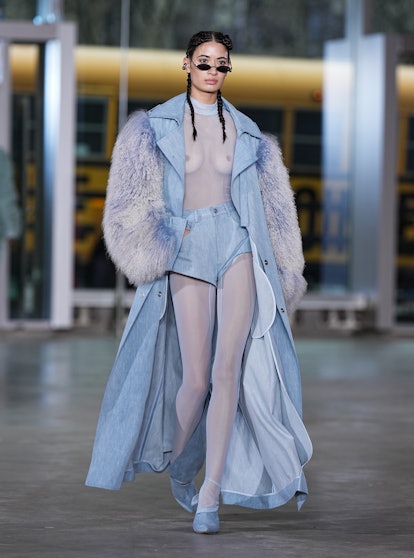 A model walks the runway at the Lapointe show during New York Fashion Week - February 2024 on Februa...