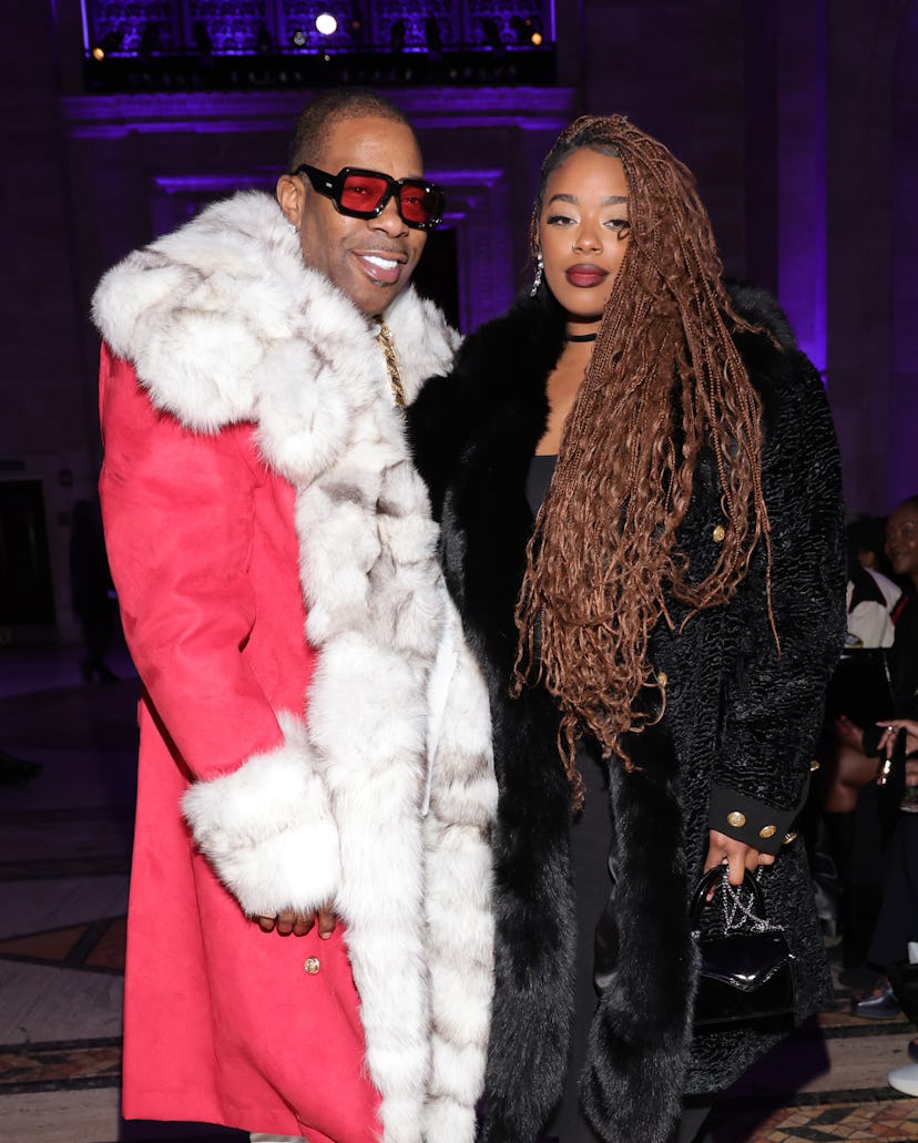 NEW YORK, NEW YORK - FEBRUARY 12: (L-R) Busta Rhymes and Cacie Smith attend the Laquan Smith fashion...