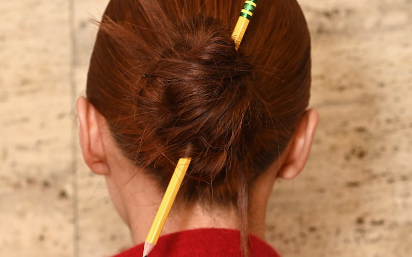 NEW YORK, NEW YORK - FEBRUARY 12: A model poses backstage for TRESemme X LaQuan Smith on February 12...