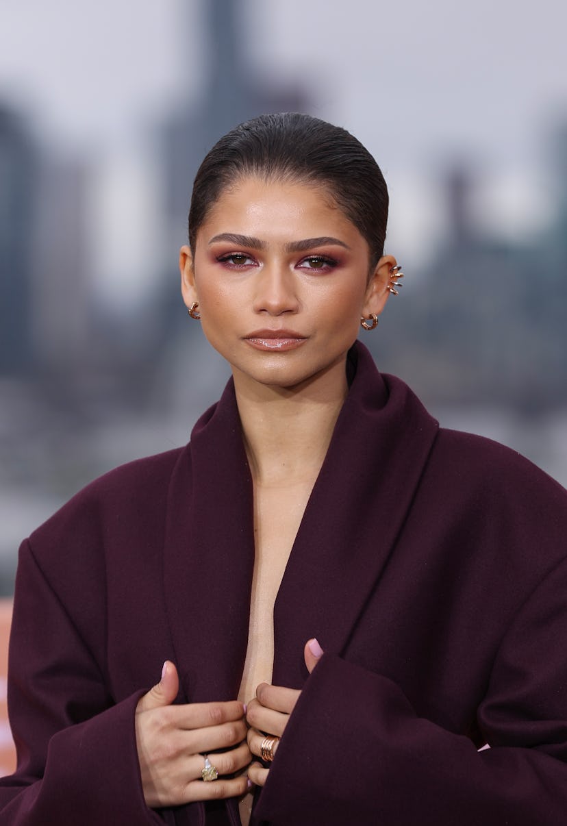 Zendaya attends the photocall for "Dune: Part Two" at IET London on February 14, 2024 in London, Eng...