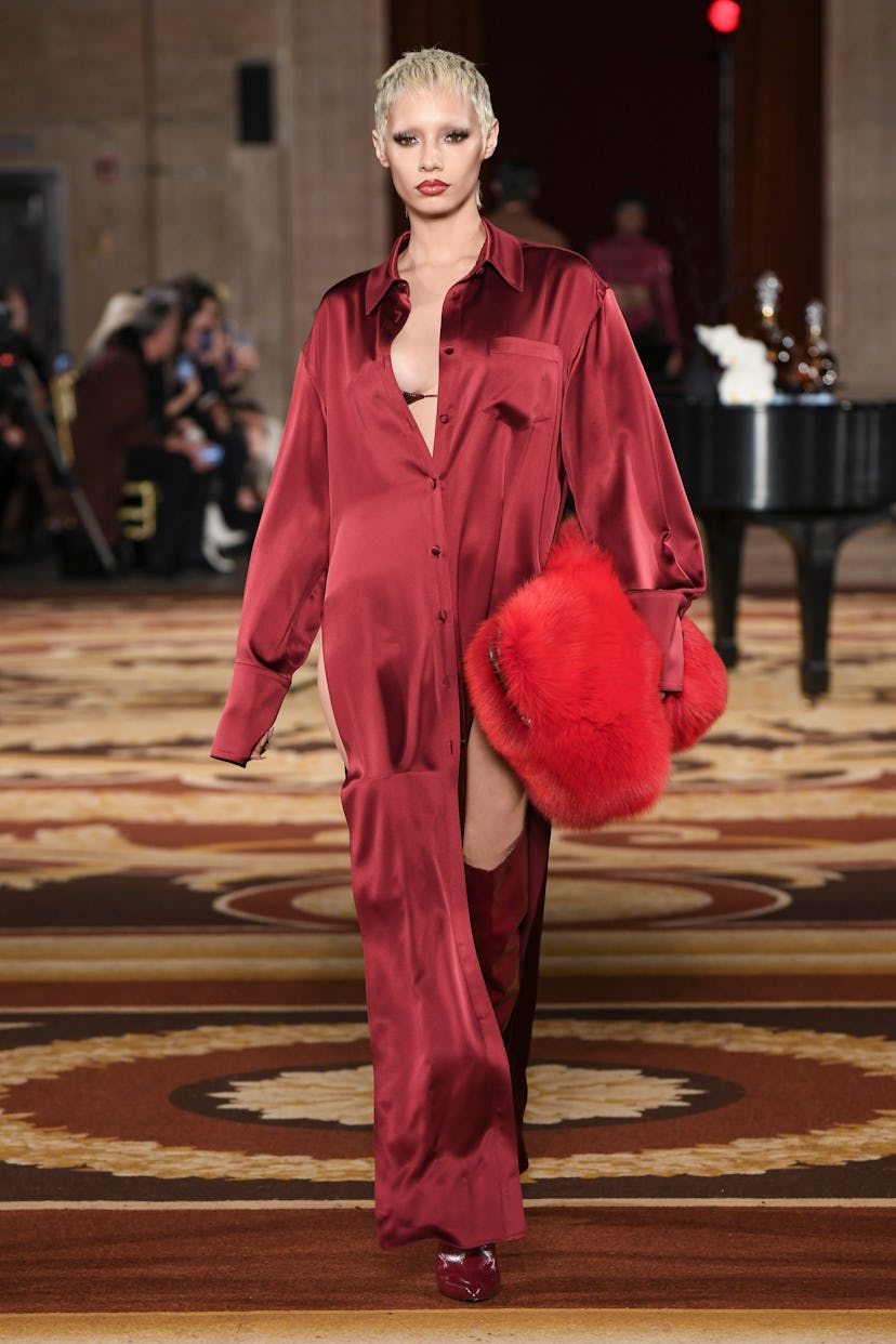 Jazzelle Zanaughtti walks the runway during the LaQuan Smith Ready to Wear Fall/Winter 2024-2024 fas...