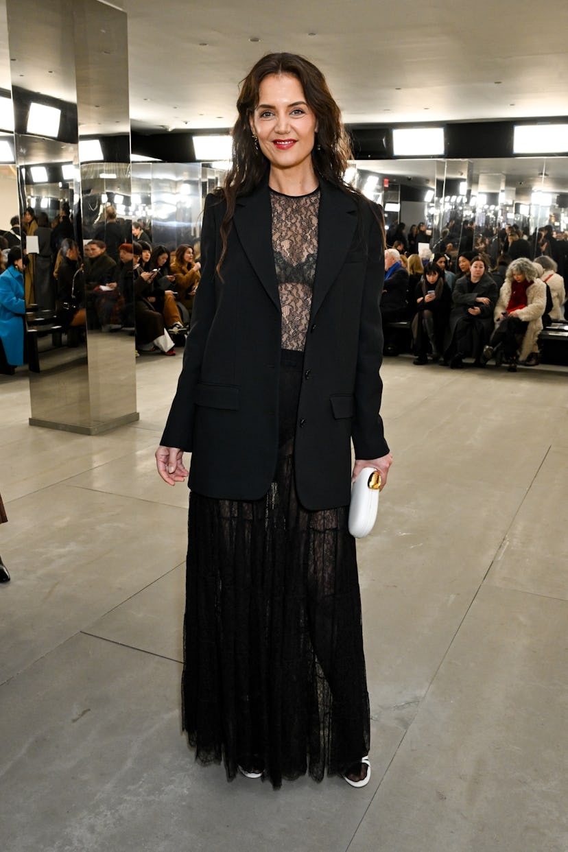 Katie Holmes at Michael Kors RTW Fall 2024 as part of New York Ready to Wear Fashion Week held on Fe...