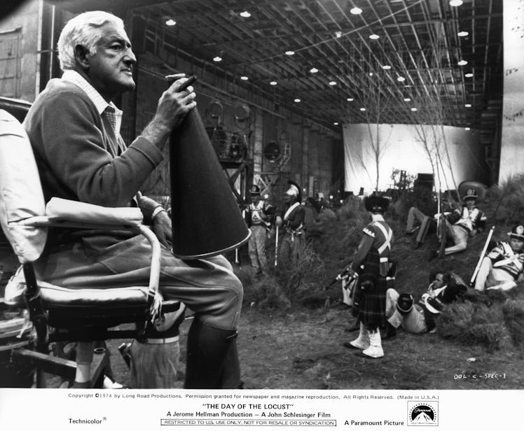 William Castle portrays the director of the spectacular Battle of Waterloo sequence in a scene from ...