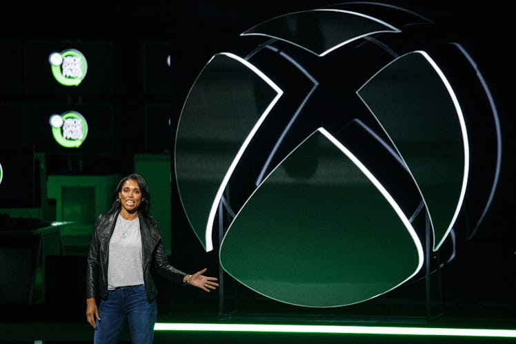 Sarah Bond, head of Xbox partnerships, speaks during the Microsoft Corp. Xbox event ahead of the E3 ...