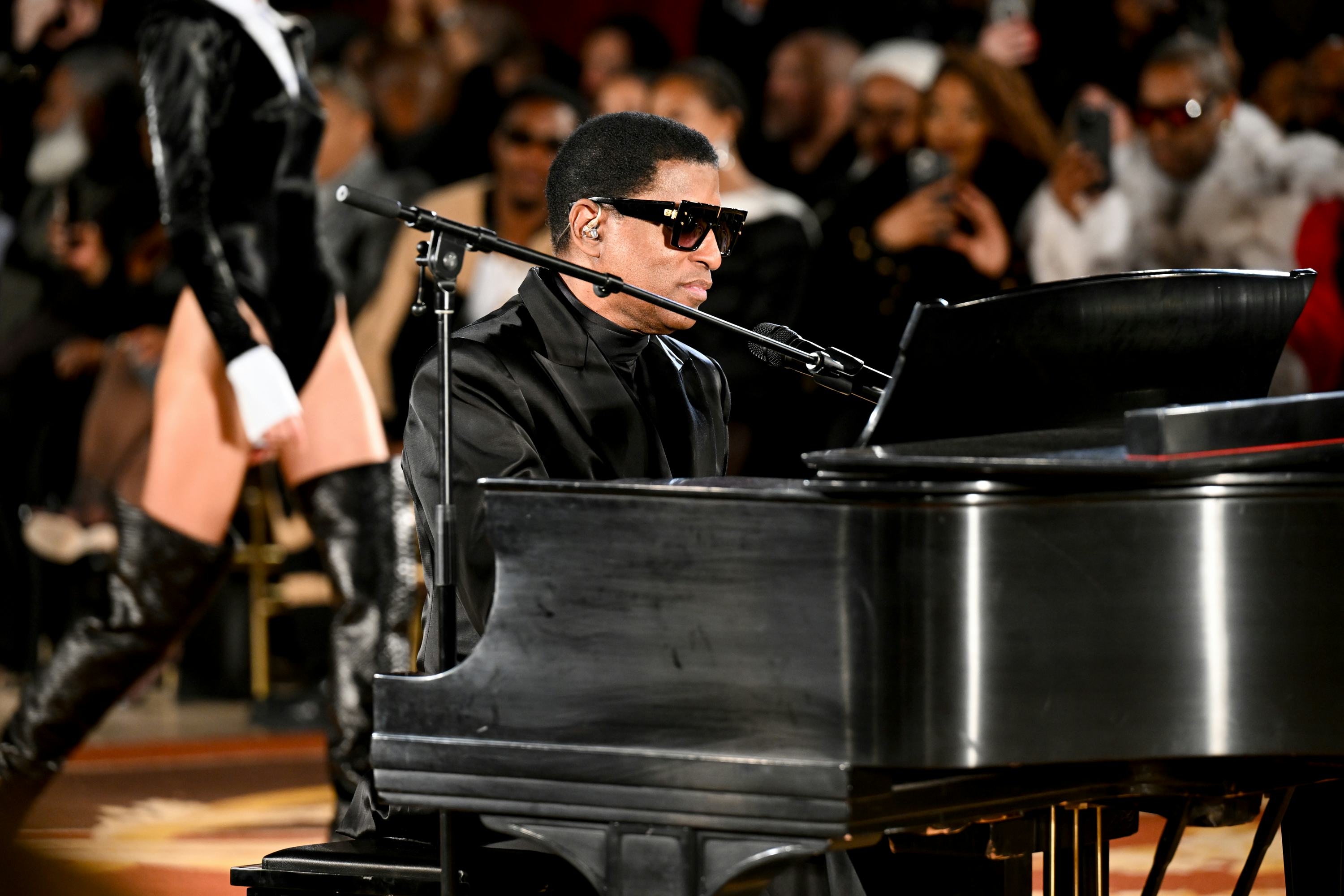 Babyface performs on the runway at LaQuan Smith RTW Fall 2024 as part of New York Ready to Wear Fash&hellip;