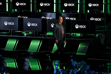 Phil Spencer, executive vice president of Gaming for Microsoft Corp., speaks during the company's Xb...