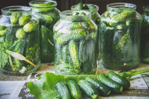 preservation of fresh house cucumbers. Selective focus.
