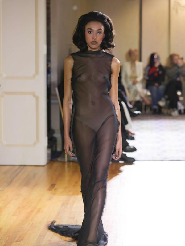 A model walks the runway at the Christian Cowan fashion show during New York Fashion Week. 
