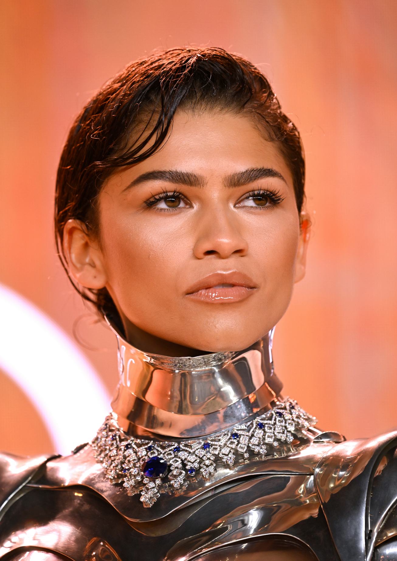 LONDON, ENGLAND - FEBRUARY 15: Zendaya attends the World Premiere of "Dune: Part Two" in Leicester S...