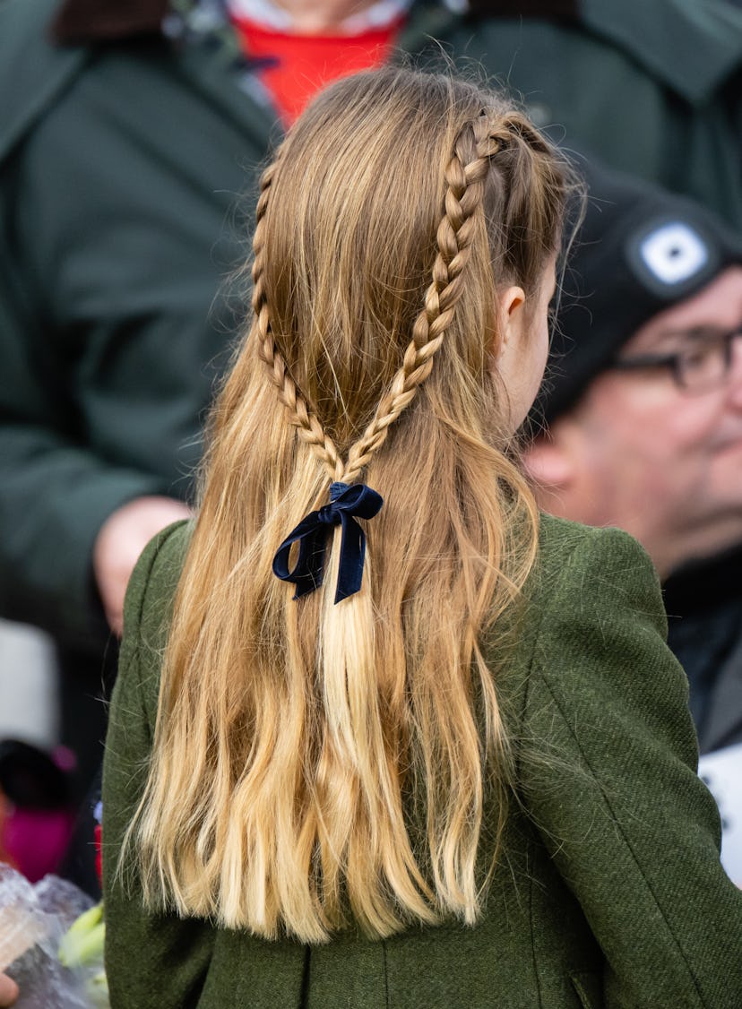 SANDRINGHAM, NORFOLK - DECEMBER 25: Princess Charlotte of Wales, hair detail, attends the Christmas ...