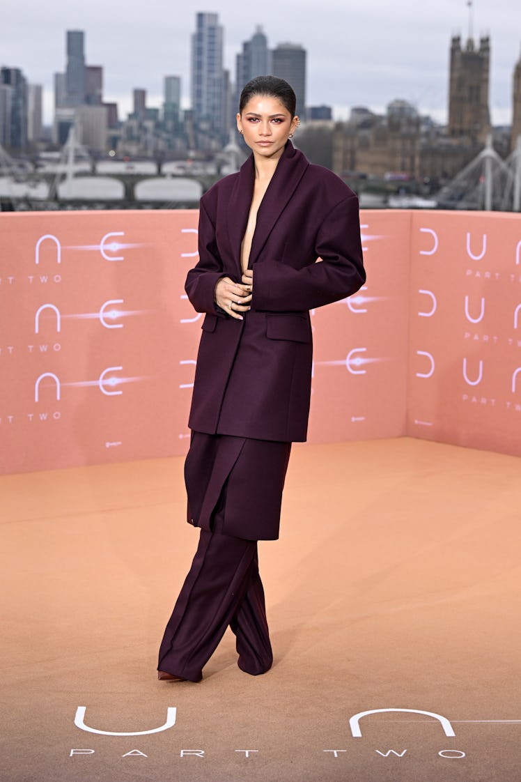 Zendaya attends the London photocall for "Dune: Part Two" presented by Warner Bros Pictures & Legend...