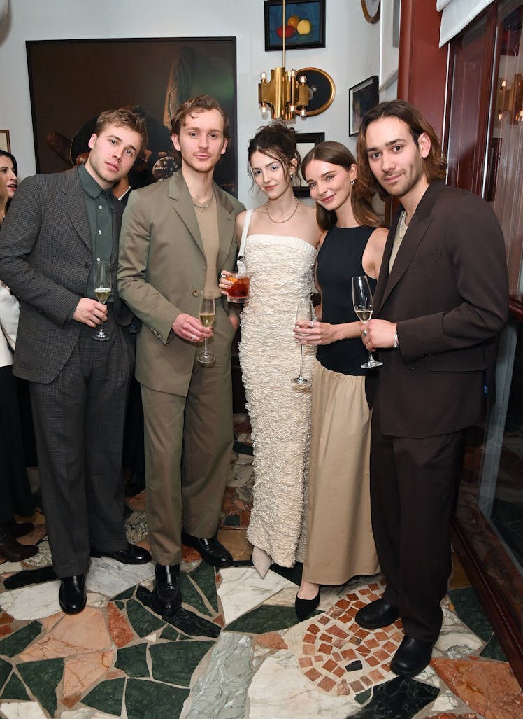 LONDON, ENGLAND - FEBRUARY 15: (L-R) Ed McVey, Harry Lawtey, Ella Hunt, Alex Marxsen and Maxim Baldr...