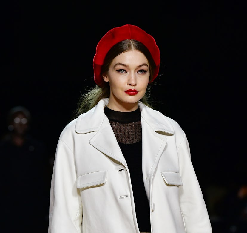 Gigi Hadid red lipstick marc jacobs 2020 makeup by pat mcgrath