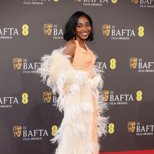 LONDON, ENGLAND - FEBRUARY 18: Ayo Edebiri  attends the 2024 EE BAFTA Film Awards at The Royal Festi...