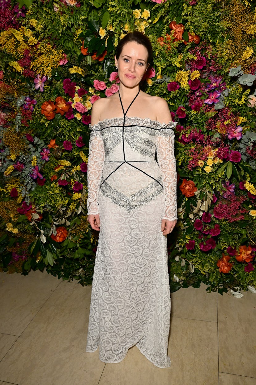 Claire Foy attends the British Vogue And Tiffany & Co. Celebrate Fashion And Film Party 2024