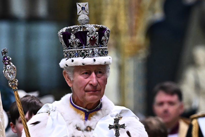 King Charles III attends his coronation ceremony.