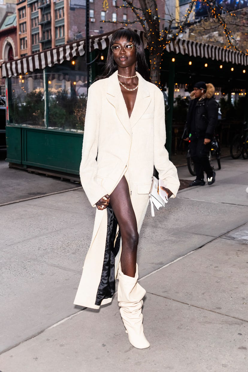 Anok Yai is seen in the East Village on February 01, 2024 in New York City.